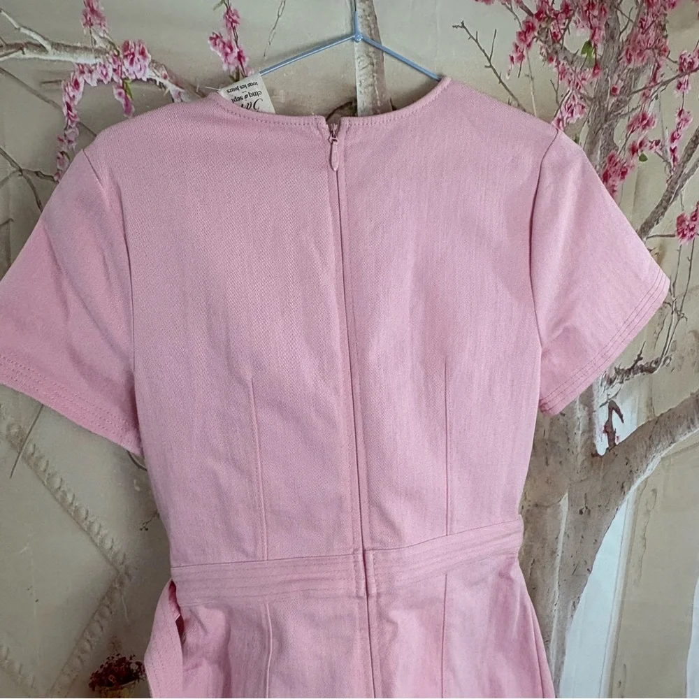 NEW Cinq a Sept Blush Pink Denim Jodi Wrap Mini Dress - Picture 7 of 12